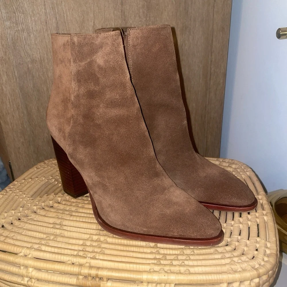 Sam Edelman Tan Suede Leather Heeled Ankle Boot Women's Size 10